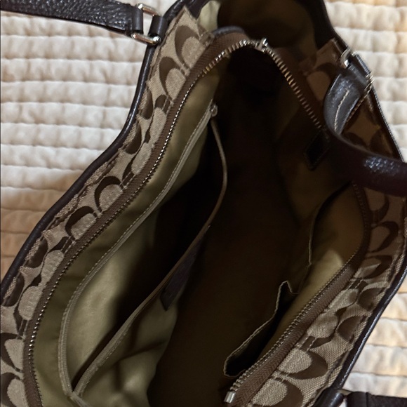 Coach Tan and Brown Signature Shoulder Bag - Picture 3 of 4